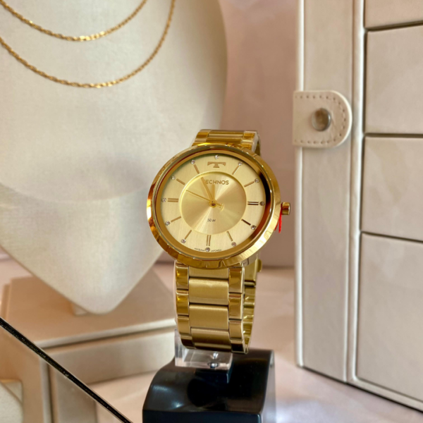 Relógio Ana Caixa e Pulseira Dourada