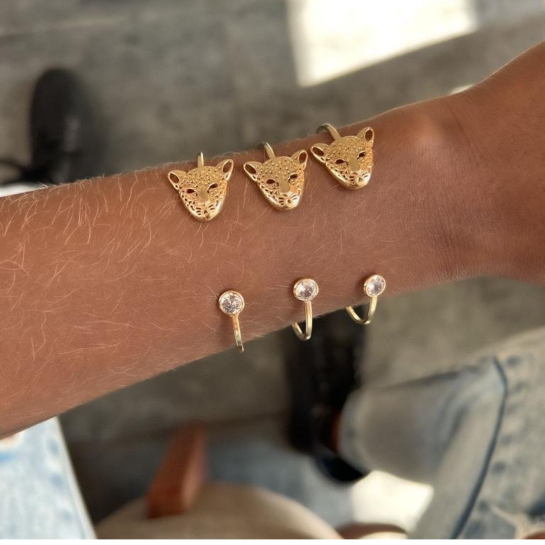 Bracelete Aro Regulável Tigre e Ponto de Luz