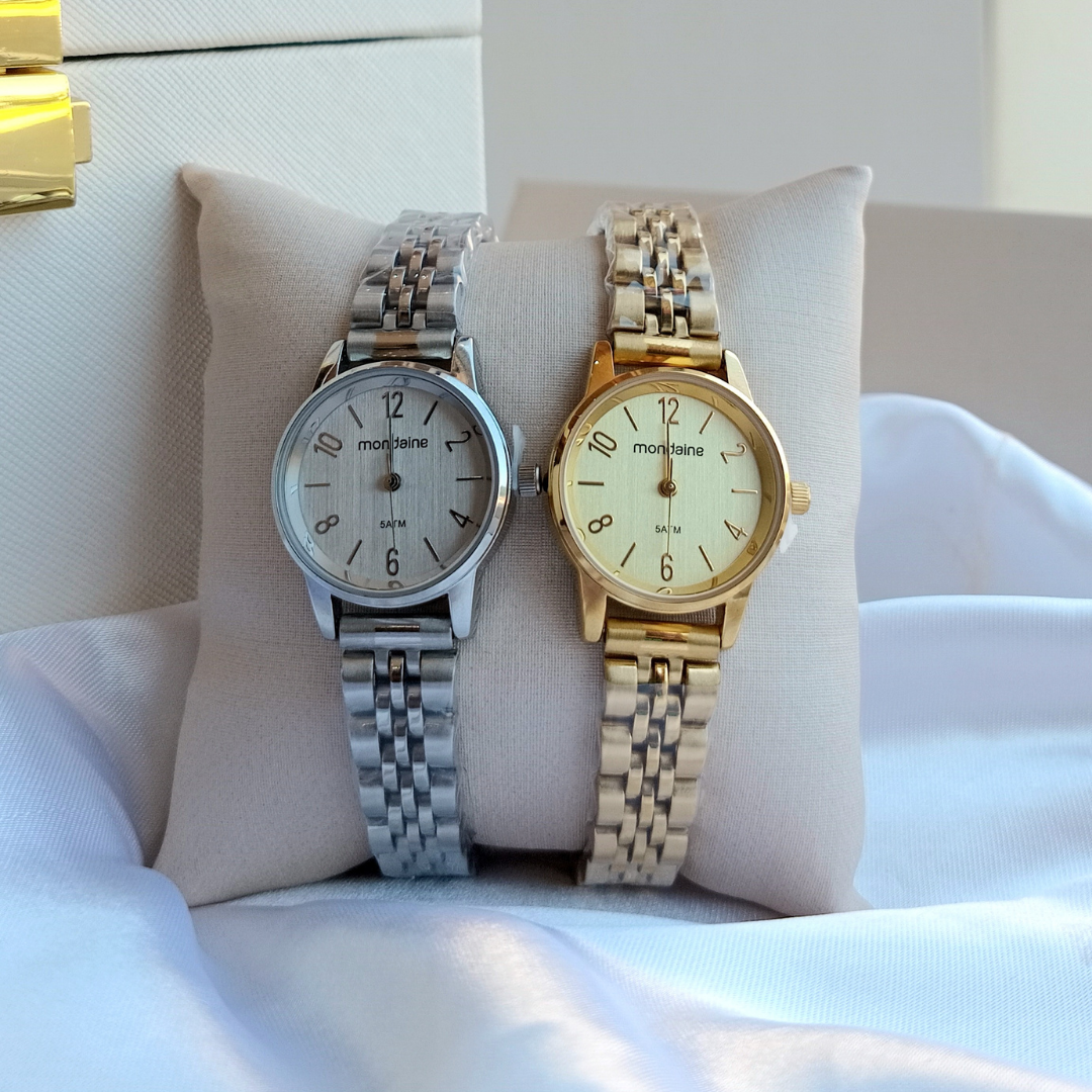 Relógio de Pulso Mondaine Caixa Metal e Pulseira Aço