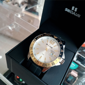 Relógio de Pulso Séculus Masculino CX Aço e Pulseira Silicone