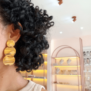 Conjunto Brinco + Colar Pedra Redonda Cravejada Lilás | Sempre Linda Boutique