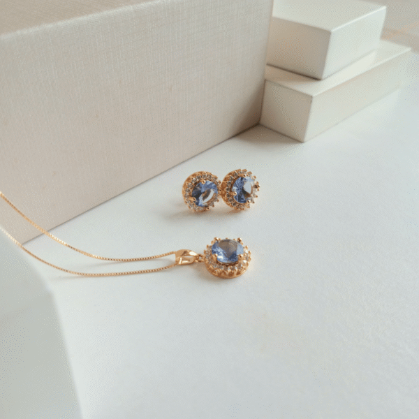 Conjunto Brinco + Colar Pedra Elegante | Sempre Linda Boutique - Imagem 4