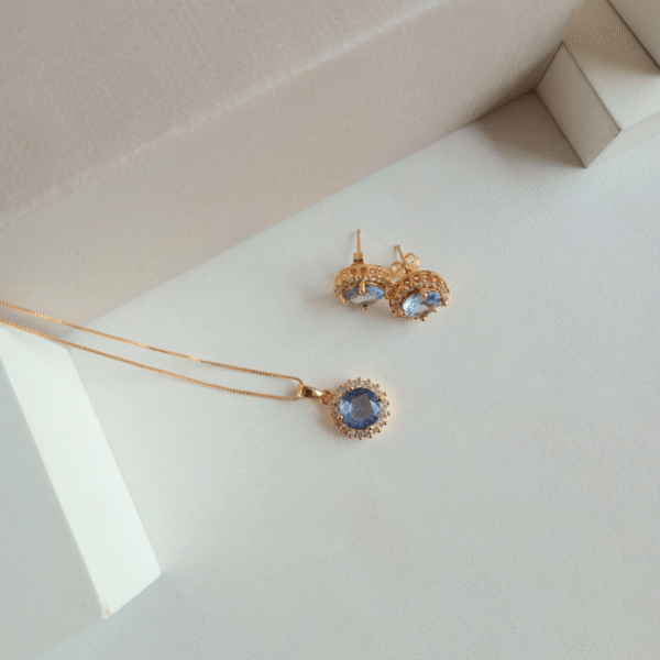 Conjunto Brinco + Colar Pedra Elegante | Sempre Linda Boutique - Imagem 3