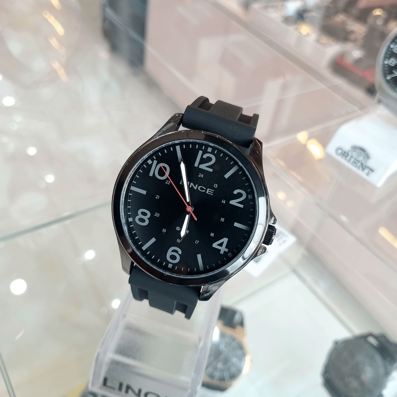 Relógio de Pulso Masculino Lince Quartz Analógico CX Metal e Pulseira de Borracha | Sempre Linda Boutique