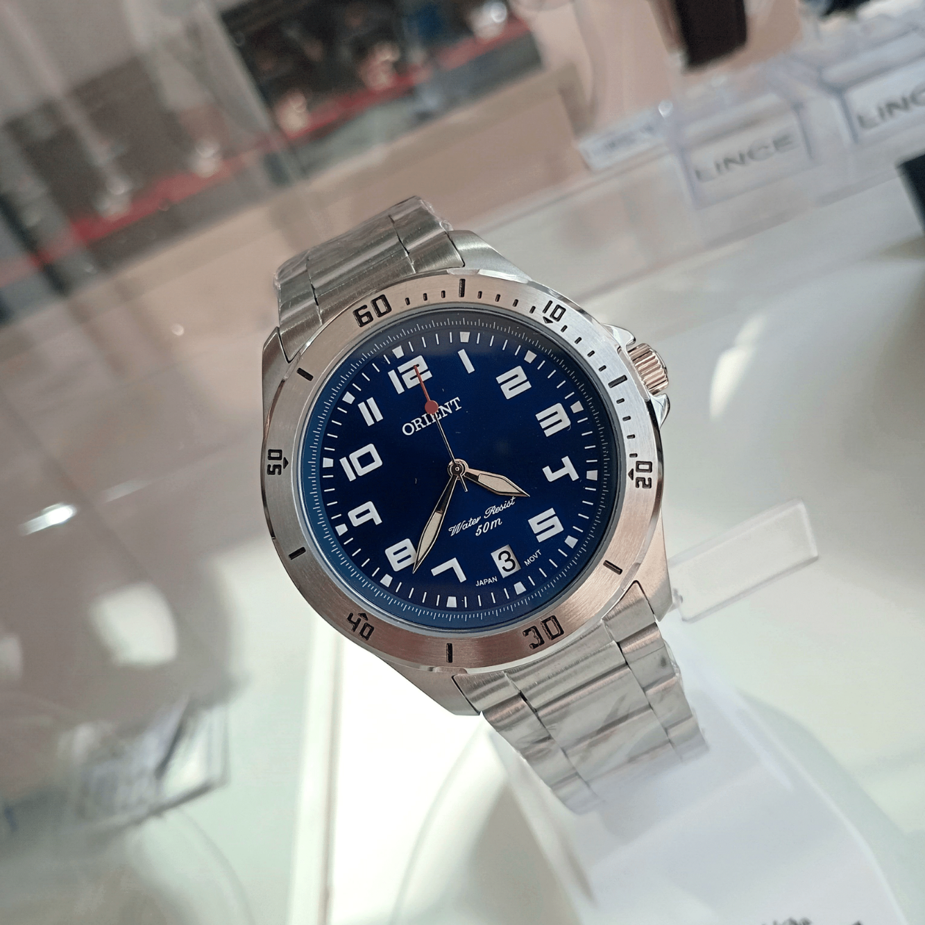 Relógio de Pulso Masculino Orient Quartz Analógico Caixa e Pulseira em Aço Inox Prata | Sempre Linda Boutique