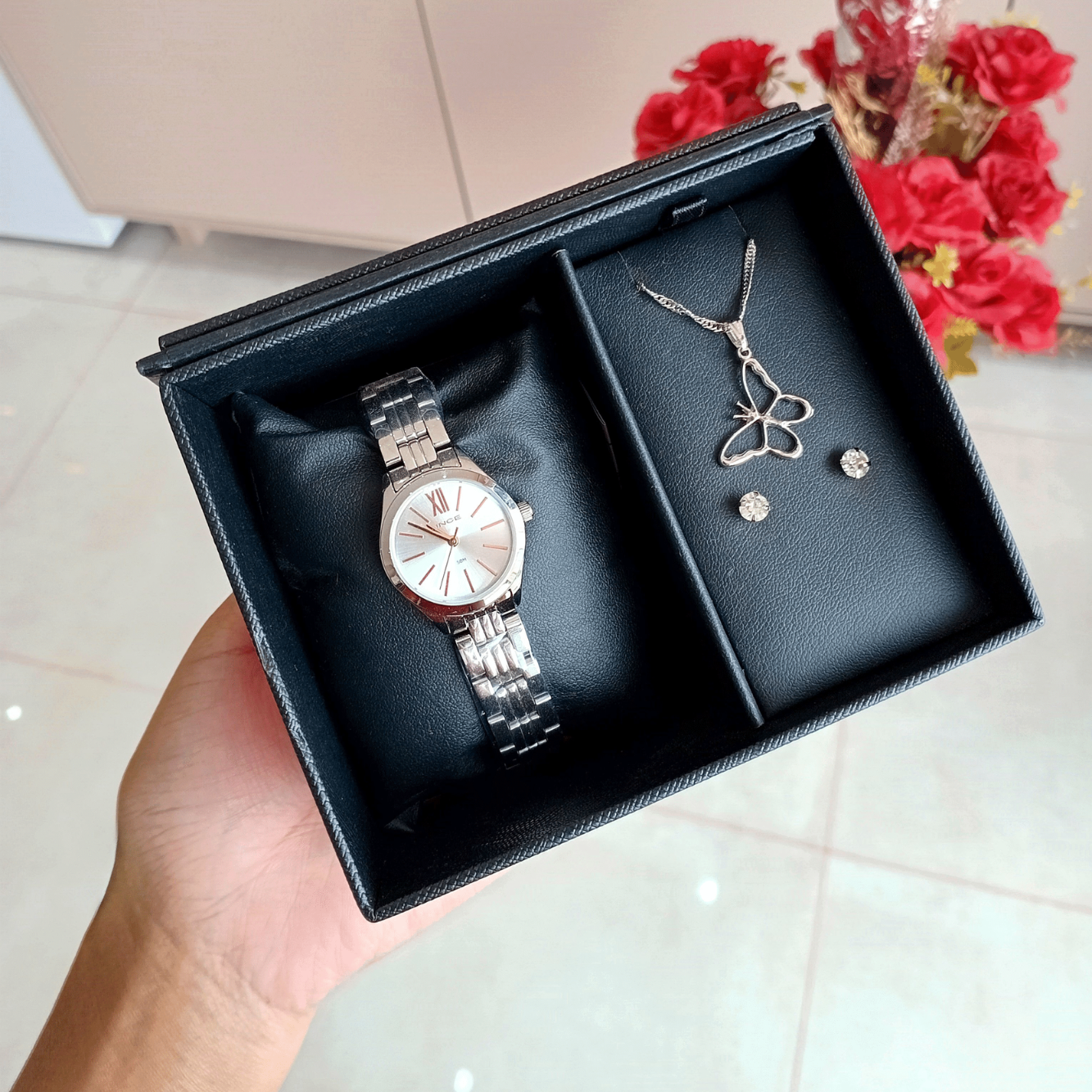 Relógio de Pulso Lince – Quartz Analógico, Caixa e Pulseira em Metal Prata | Sempre Linda Boutique