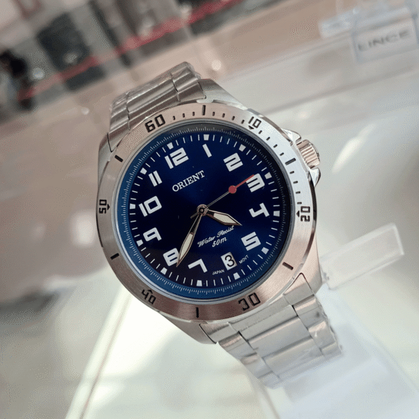 Relógio de Pulso Masculino Orient Quartz Analógico Caixa e Pulseira em Aço Inox Prata | Sempre Linda Boutique - Imagem 2