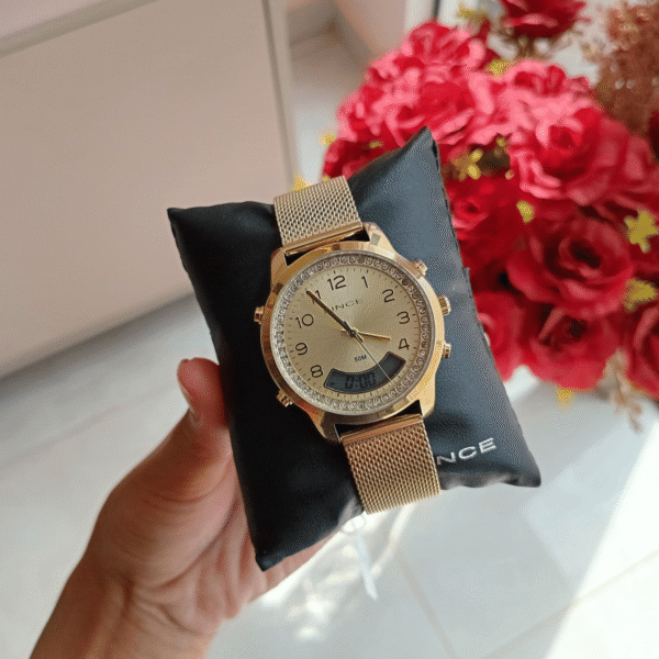 Relógio de Pulso Lince – Quartz Analógico, Caixa e Pulseira em Metal Dourado | Sempre Linda Boutique - Imagem 2