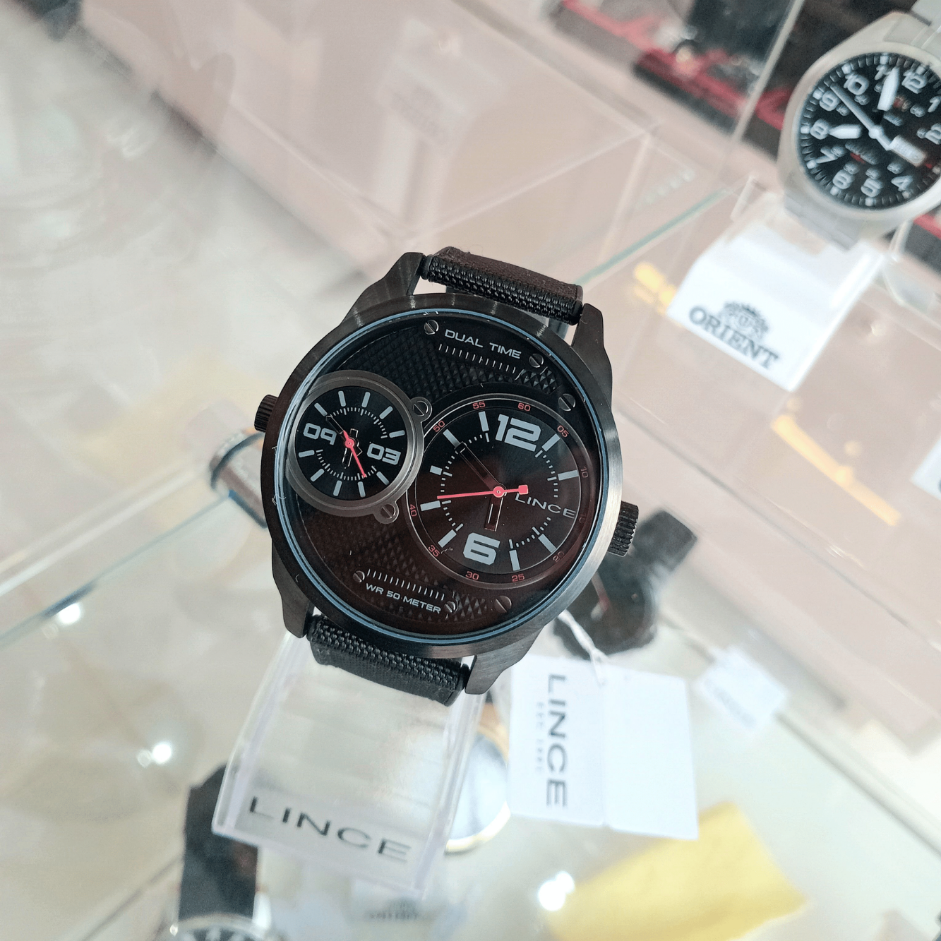 Relógio de Pulso Masculino Lince Quartz Analógico – Caixa em Metal e Pulseira Preta | Sempre Linda Boutique