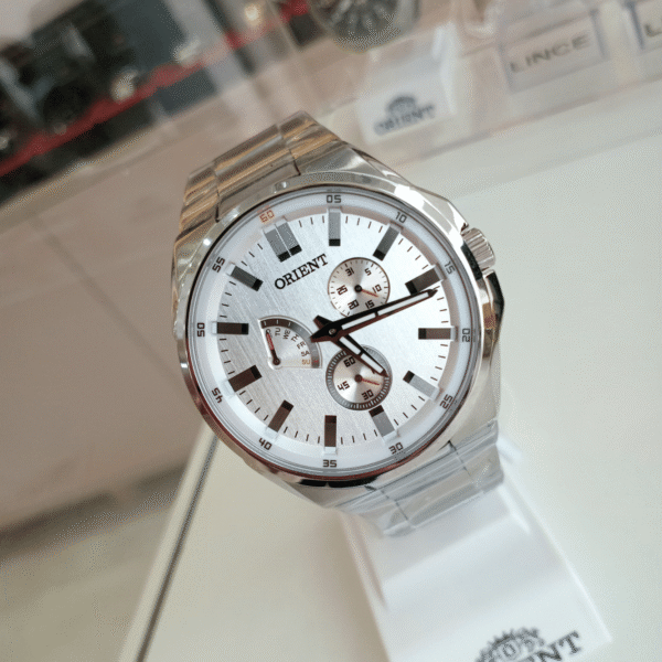 Relógio de Pulso Masculino Orient Quartz Analógico CX e Pulseira Aço Inox Prata - Imagem 3