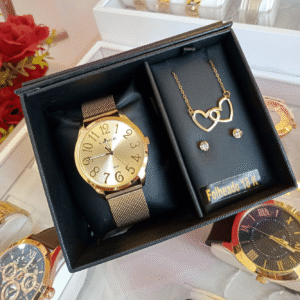 Relógio de Pulso Lince – Quartz Analógico, Caixa e Pulseira em Metal Dourada | Sempre Linda Boutique