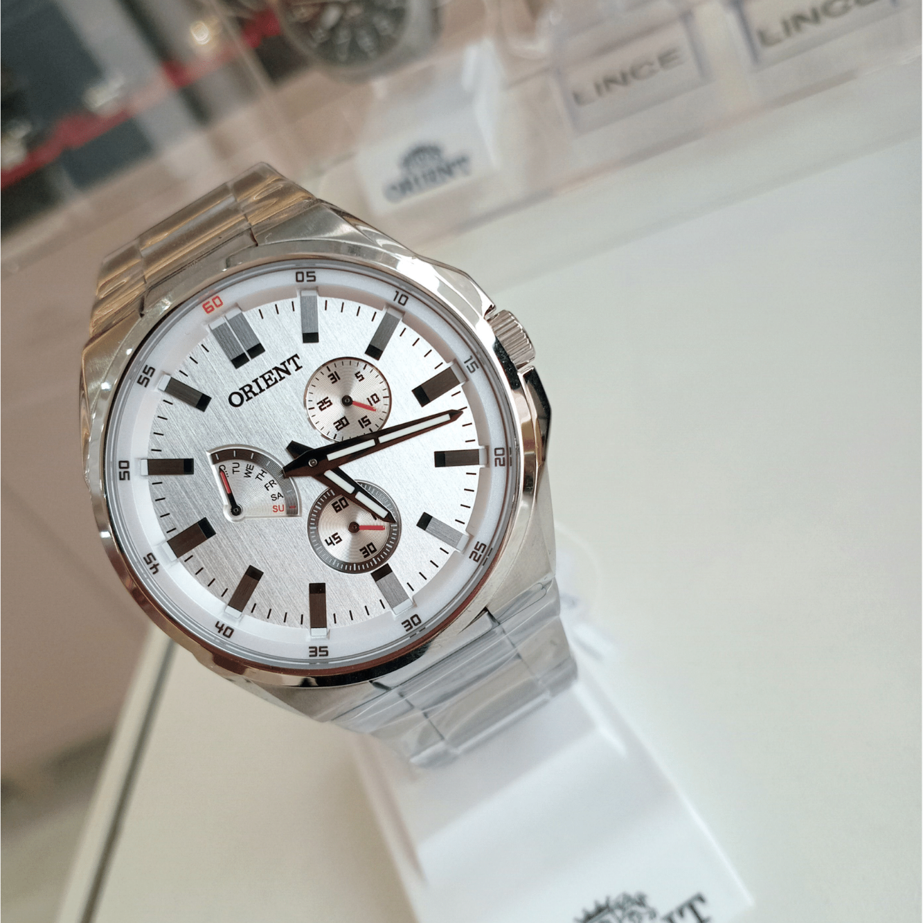 Relógio de Pulso Masculino Orient Quartz Analógico CX e Pulseira Aço Inox Prata